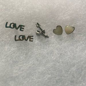 Three Pairs of Fun Gold and Silver Stud Earrings